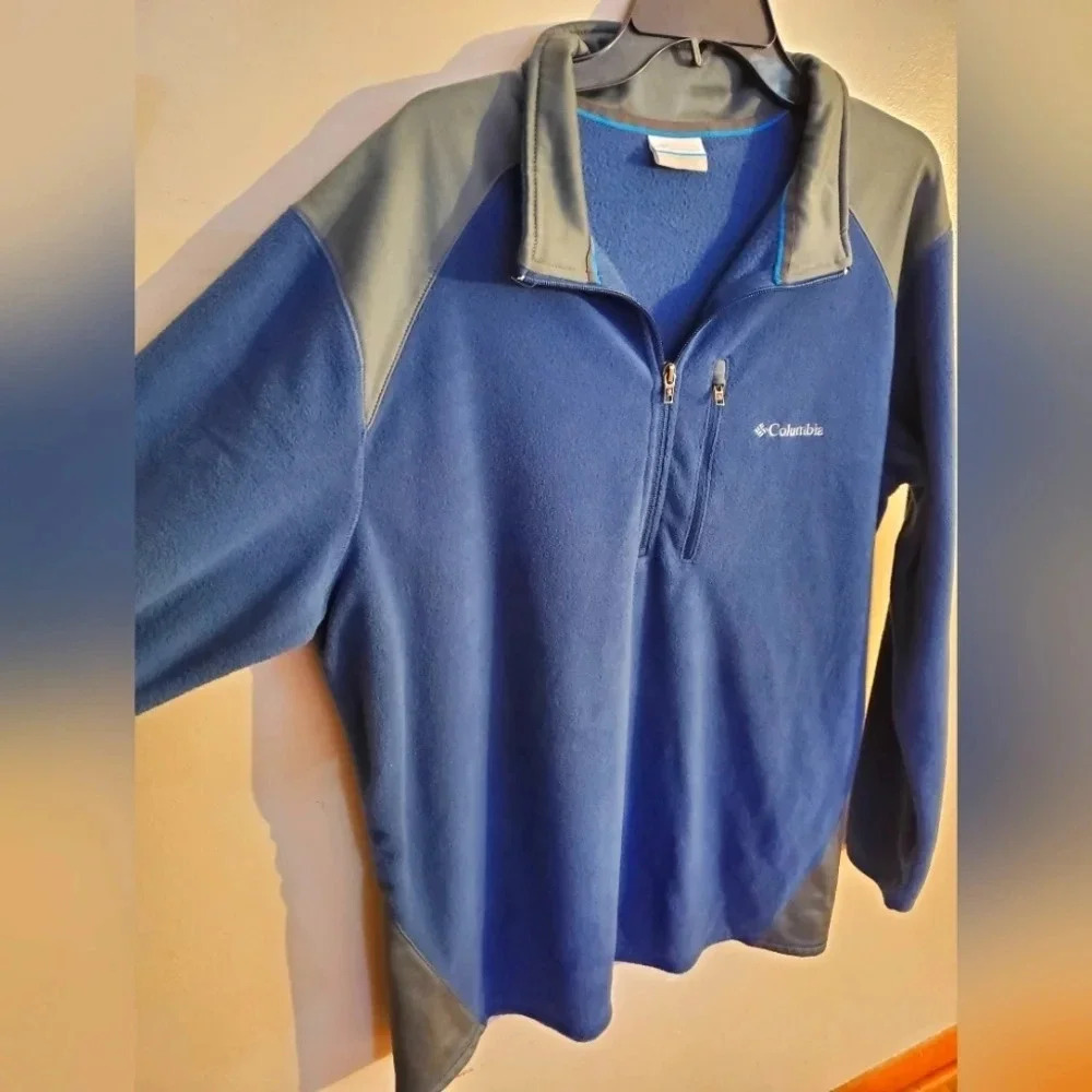 Columbia men's pullover 1/4 zip performance fleece blue/grey size XL - Picture 3 of 7